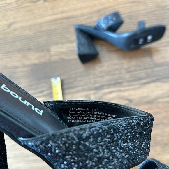 Abound Carina Black Glittered Heeled Slide Womens Dress Sandals Size 10 - Picture 11 of 13